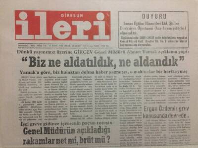 Giresun İleri Gazetesi 26 Şubat 1993 - Biz Ne Aldatıldık,Ne Aldandık GZ32436 - 1