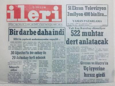Giresun İleri Gazetesi 27 Ağustos 1992 - 522 Muhtar Dert Anlatacak GZ40823 - 1