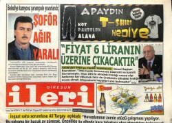Giresun İleri Gazetesi 27 Ağustos 2011 - Şahinden Saha Müjdesi GZ103001 - 2