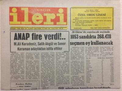 Giresun İleri Gazetesi 27 Eylül 1991 - Anap Fire Verdi GZ32531 - 1