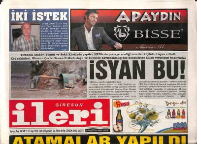 Giresun İleri Gazetesi 27 Eylül 2011 - Tireboluda Hesler Köylüyü İsyan Ettirdi GZ108302 - 1