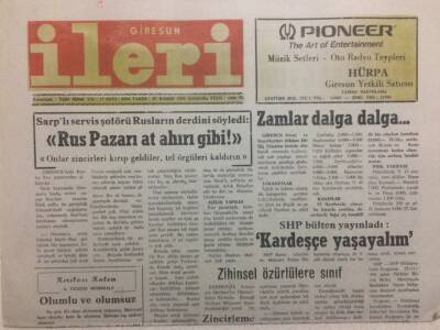 Giresun İleri Gazetesi 27 Kasım 1991 - Rus Pazarı At Ahırı Gibi GZ32540 - 1