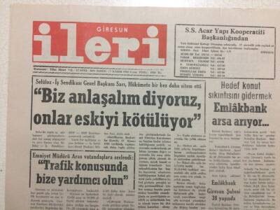 Giresun İleri Gazetesi 27 Kasım 1992 - Biz Anlaşalım Diyoruz GZ32497 - 1