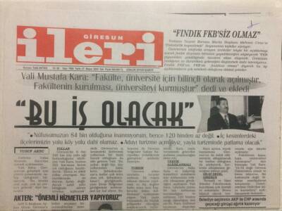 Giresun İleri Gazetesi 27 Mayıs 2003 - Fındık FKBsiz Olmaz GZ32389 - 1