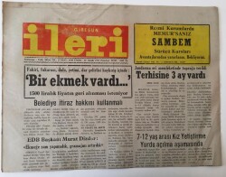 Giresun İleri Gazetesi - 27 Ocak 1992 - Bir Ekmek Vardı ... GZ43881 - 1