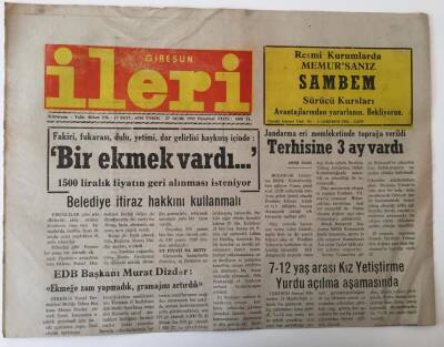 Giresun İleri Gazetesi - 27 Ocak 1992 - Bir Ekmek Vardı ... GZ43881 - 1