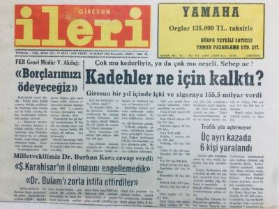 Giresun İleri Gazetesi 27 Şubat 1992 - Kadehler Ne İçin Kalktı? GZ41429 - 1