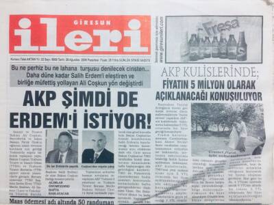 Giresun İleri Gazetesi 28 Ağustos 2006 - AKP Şimdi De Erdemi İstiyor GZ41475 - 1