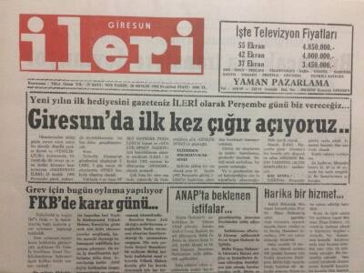 Giresun İleri Gazetesi 28 Aralık 1992 - Giresunda İlk Kez Çığır Açıyoruz GZ32447 - 1