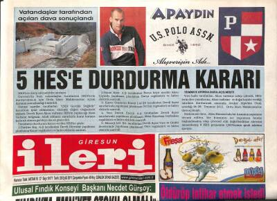 Giresun İleri Gazetesi 28 Eylül 2011 - 5 HESe Durdurma Kararı GZ108303 - 1
