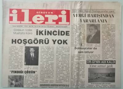 Giresun İleri Gazetesi 28 Mart 2003 Giresun Valisi Mustafa Kara İkincide Hoşgörü Yok -GZ37558 - 1