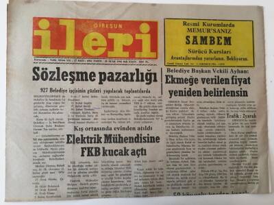Giresun İleri Gazetesi - 28 Ocak 1992 - Ekmeğe Verilen Fiyat Yeniden Belirlensin GZ43882 - 1