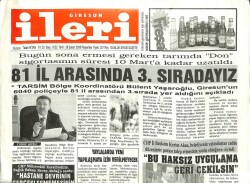 Giresun İleri Gazetesi 28 Şubat 2008 - 81 İl Arasında 3. Sıradayız GZ101710 - 2