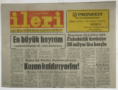 Giresun İleri Gazetesi 29 Ekim 1991 - En Büyük Bayram GZ3739 - 1