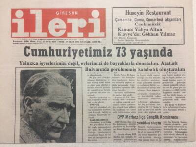 Giresun İleri Gazetesi 29 Ekim 1996 - Cumhuriyetimiz 73 Yaşında GZ38340 - 1