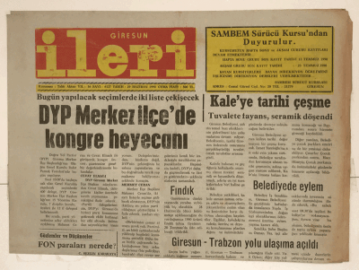 Giresun İleri Gazetesi 29 Haziran 1990 - Giresun - Trabzon Yolu Ulaşıma Açıldı GZ5037 - 1
