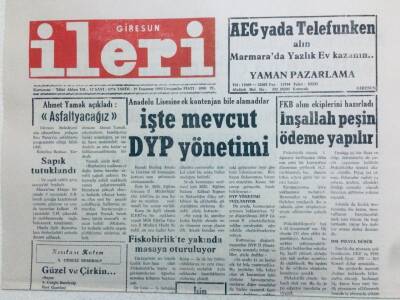 Giresun İleri Gazetesi 29 Temmuz 1992 - İşte Mevcut DYP Yönetimi GZ41455 - 1
