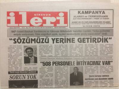 Giresun İleri Gazetesi 29 Temmuz 2003 - Nurettin Canikli Sözümüzü Yerine Getirdik GZ35517 - 1