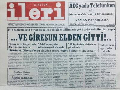 Giresun İleri Gazetesi 3 Ağustos 1992 - Ve Giresun Elden Gitti GZ41434 - 1