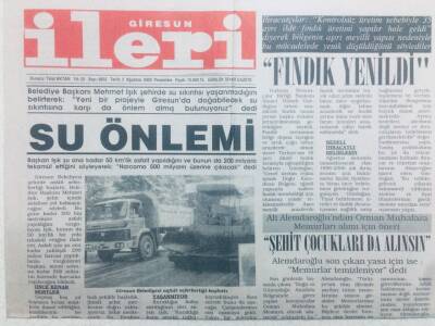 Giresun İleri Gazetesi 3 Ağustos 2000 - Su Önlemi GZ40813 - 1