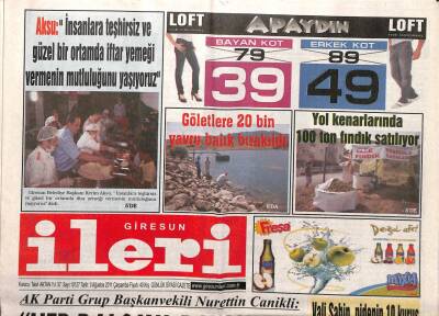 Giresun İleri Gazetesi 3 Ağustos 2011 - Canikli Her Dalgaya Dayanırız GZ108177 - 1