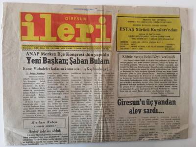 Giresun İleri Gazetesi 3 Aralık 1990 - Giresunu Üç Yandan Alev Sardı ... GZ31214 - 1