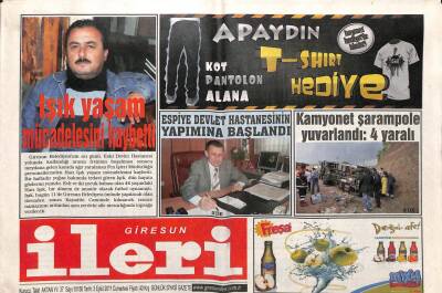 Giresun İleri Gazetesi 3 Eylül 2011 - Caniklinin Aksa Tepkisi GZ108402 - 1