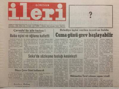 Giresun İleri Gazetesi 3 Haziran 1992 - Baba Eşini Ve Oğlunu Katletti GZ34526 - 1