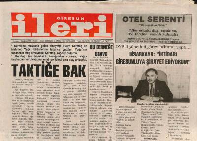 Giresun İleri Gazetesi 3 Kasım 1999 - Şafak Hisarkaya İktidarı Giresunluya Şikayet Ediyorum GZ84779 - 1