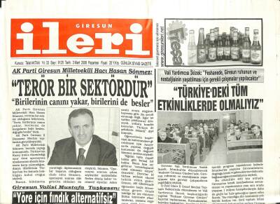 Giresun İleri Gazetesi 3 Mart 2008 - Fındık Alternatifsizdir GZ101706 - 2