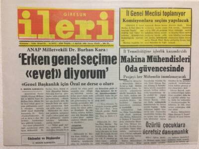Giresun İleri Gazetesi 3 Mayıs 1991 - Erken Genel Seçime Evet Diyorum GZ32552 - 1
