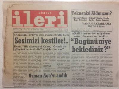 Giresun İleri Gazetesi 3 Nisan 1993 - Sesimizi Kestiler GZ38468 - 1