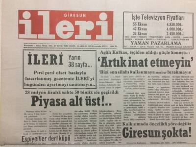 Giresun İleri Gazetesi 30 Aralık 1992 - Giresun Şokta! GZ32514 - 1