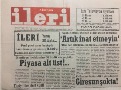 Giresun İleri Gazetesi 30 Aralık 1992 - Piyasa Alt Üst GZ32513 - 1