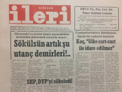 Giresun İleri Gazetesi 30 Ekim 1992 - Sökülsün Artık Şu Utanç Demirleri GZ32467 - 1