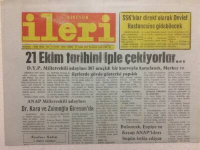 Giresun İleri Gazetesi 30 Eylül 1991 - 21 Ekim Tarihini İple Çekiyorlar GZ32575 - 1