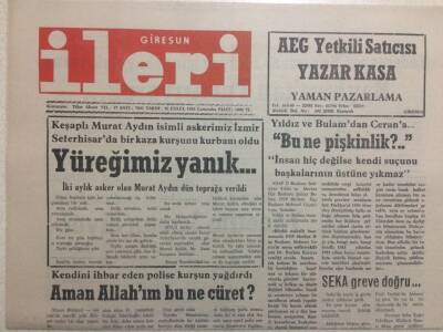 Giresun İleri Gazetesi 30 Eylül 1992 - Yüreğimiz Yanık GZ32482 - 1
