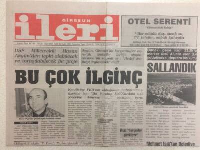 Giresun İleri Gazetesi 30 Eylül 1999 - 3.4 İle Sallandık GZ32283 - 1