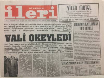 Giresun İleri Gazetesi 30 Eylül 2000 - Vali Okeyledi GZ38281 - 1