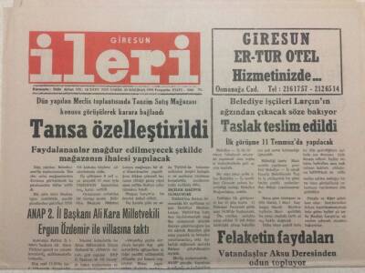 Giresun İleri Gazetesi 30 Haziran 1994 - Tansa Özelleştirildi GZ38323 - 1