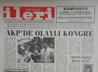 Giresun İleri Gazetesi 30 Haziran 2003-AKPde Olaylı Kongre GZ45648 - 1