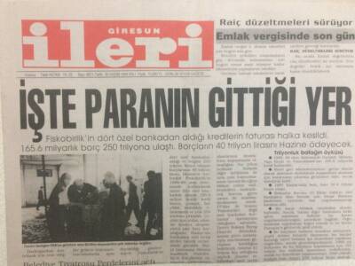Giresun İleri Gazetesi 30 Kasım 1999 - İşte Paranın Gittiği Yer GZ32291 - 1