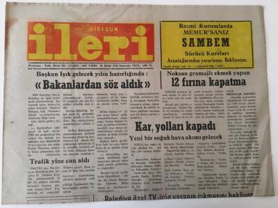 Giresun İleri Gazetesi - 30 Ocak 1992 - 12 Fırına Kapatma , Kar Yolları Kapadı GZ43889 - 1