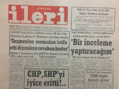 Giresun İleri Gazetesi 31 Ekim 1992 - Vali Atilla Koç,İnceleme Yaptıracağım GZ32468 - 1
