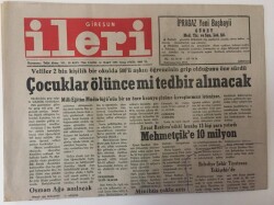 Giresun İleri Gazetesi 31 Mart 1995 - Osman Ağa Anılacak GZ13474 - 1