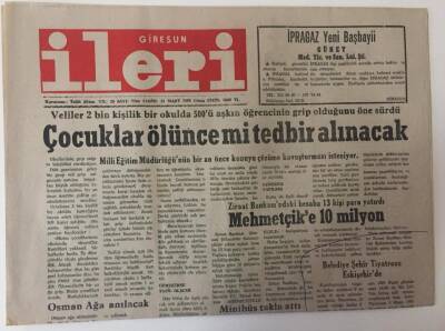 Giresun İleri Gazetesi 31 Mart 1995 - Osman Ağa Anılacak GZ13474 - 2