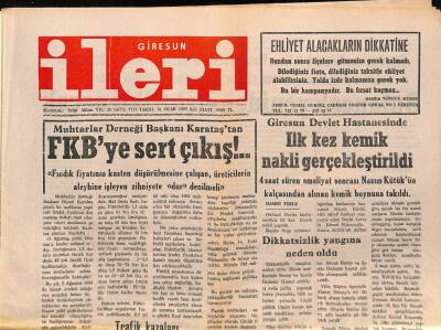 Giresun İleri Gazetesi 31 Ocak 1995 - Giresun Devlet Hastanesinde İlk Kez Kemik Nakli Gerçekleştirildi GZ79693 - 1