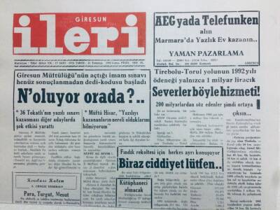 Giresun İleri Gazetesi 31 Temmuz 1992 - Bu Sol Zor Birleşir GZ41453 - 1