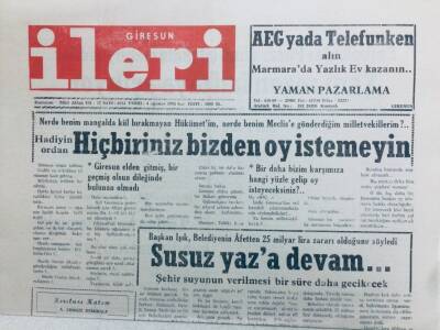 Giresun İleri Gazetesi 4 Ağustos 1992 - Susuz Yaza Devam GZ41435 - 1