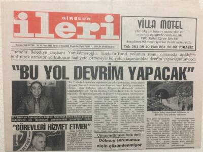 Giresun İleri Gazetesi 4 Ekim 2000 - Bu Yol Devrim Yapacak GZ32406 - 1